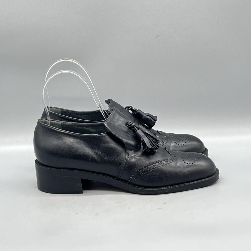 Colisee De Sacha Paris Shoes Womens 6.5 Black Leather Kiltie Tassel Loafer Italy